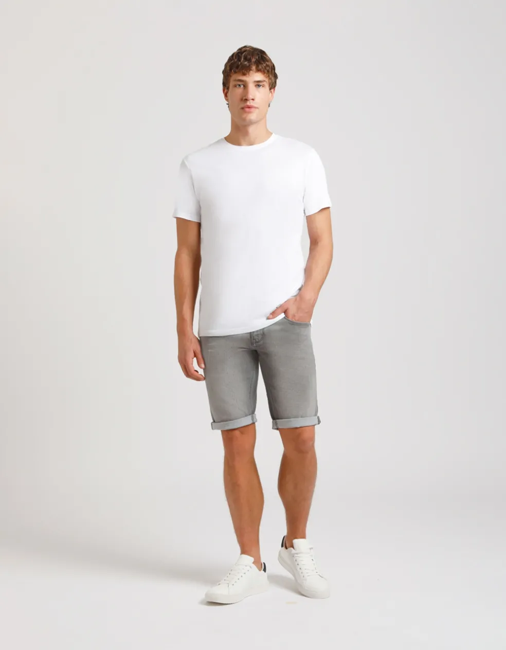 Bermuda di jeans slim fit grigio