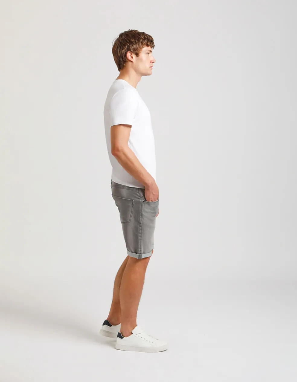 Bermuda di jeans slim fit grigio