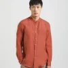 Camicia 100% lino con collo coreano