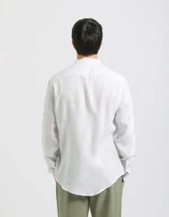 Camicia 100% lino con collo coreano