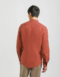 Camicia 100% lino con collo coreano