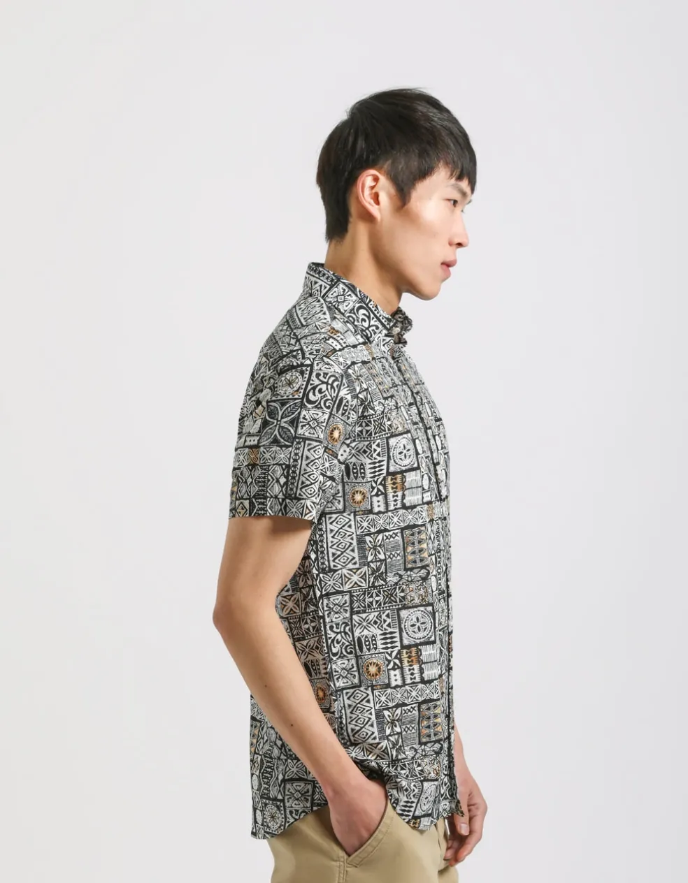 Camicia mezza manica 100% cotone con fantasia