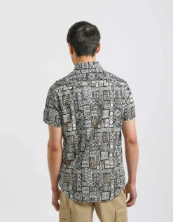 Camicia mezza manica 100% cotone con fantasia