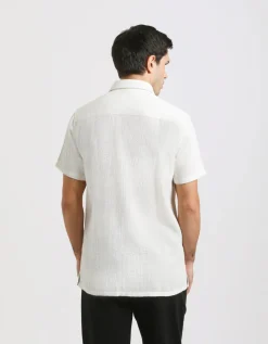 Camicia mezza manica a righe strutturata