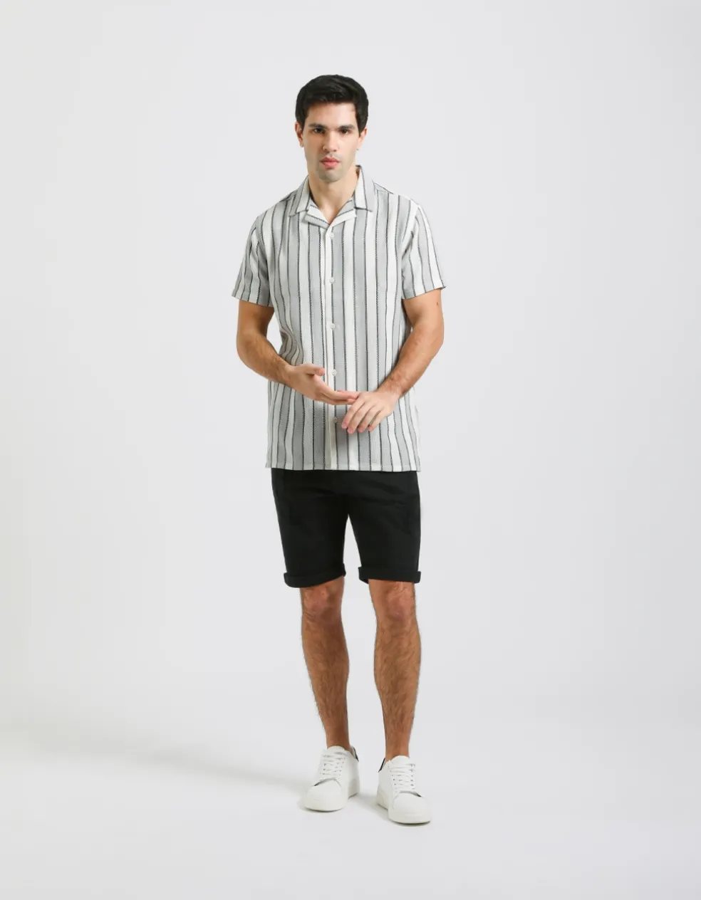 Camicia mezza manica a righe