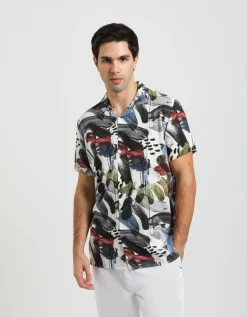 Camicia mezza manica fantasia 100% viscosa