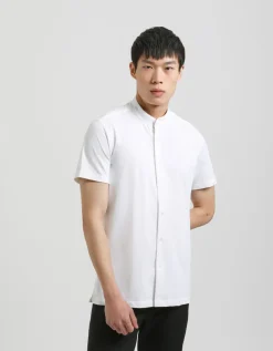 Camicia mezza manica in tessuto elastico