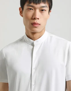 Camicia mezza manica in tessuto elastico