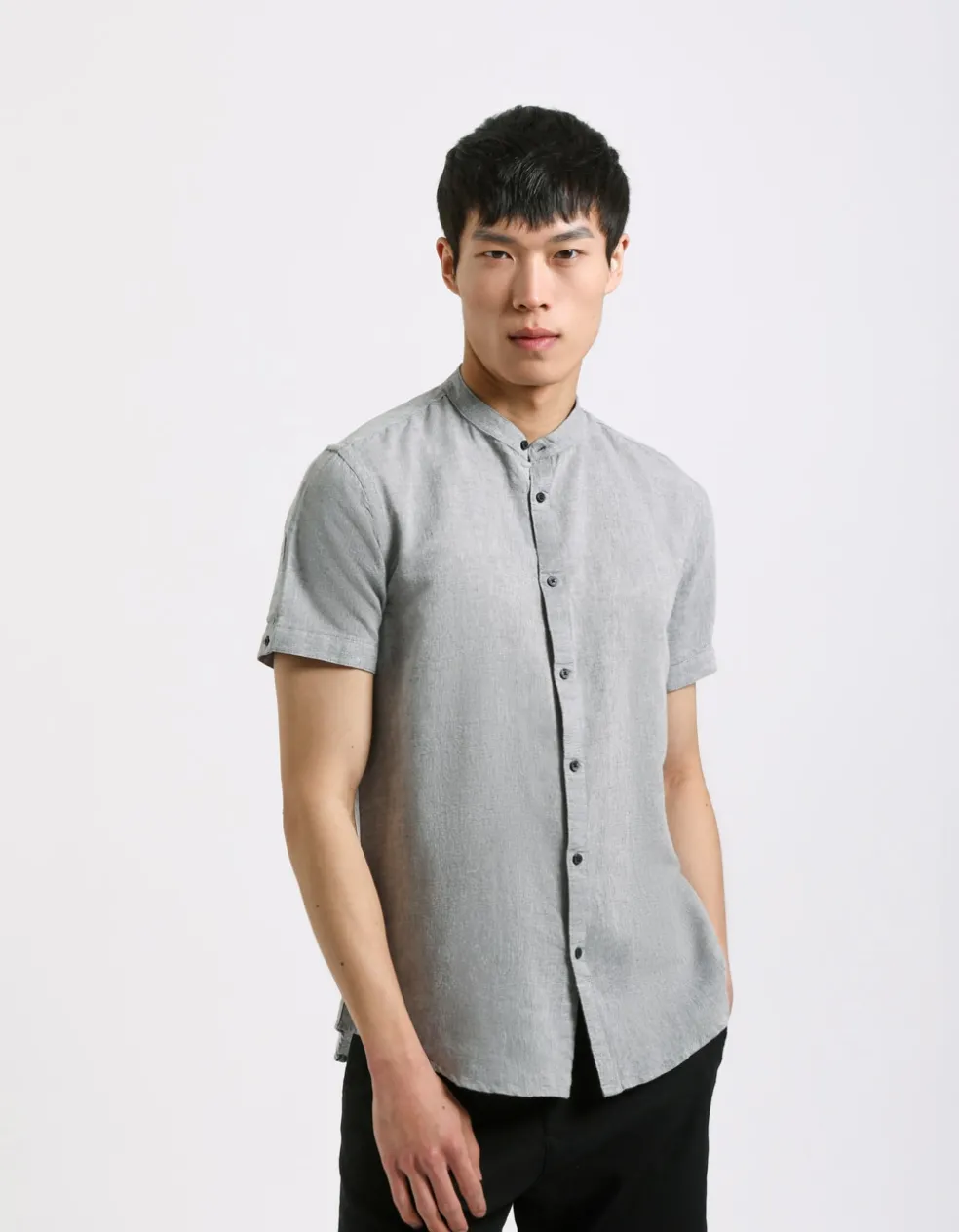 Camicia mezza manica misto lino