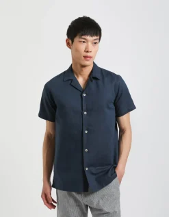 Camicia mezza manica misto lino