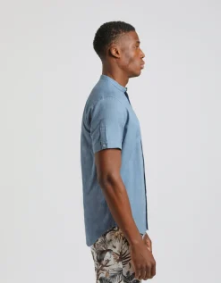 Camicia mezza manica misto lino