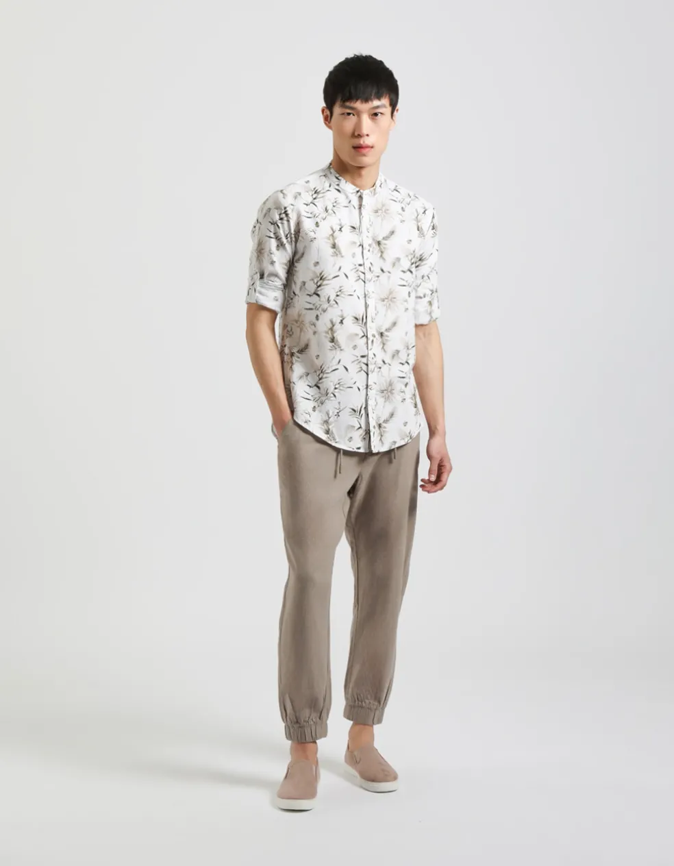 Camicia misto lino fantasia
