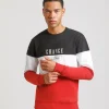 Felpa girocollo colorblock
