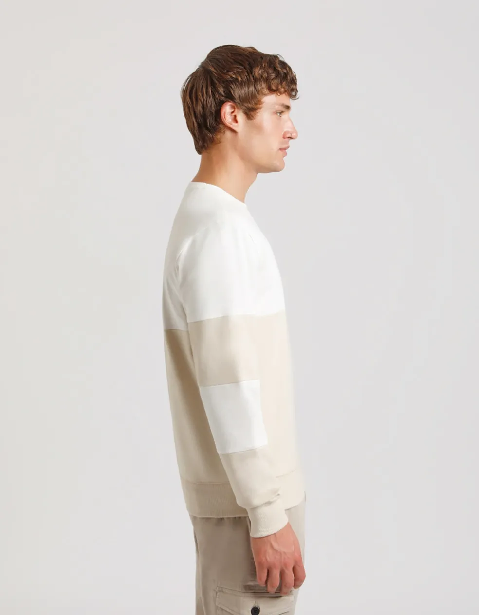 Felpa girocollo colorblock