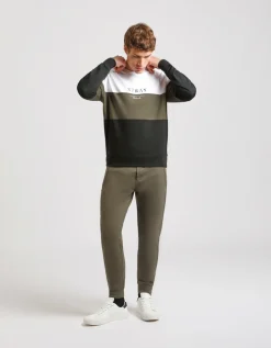 Felpa girocollo colorblock