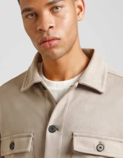 Giacca camicia effetto suede