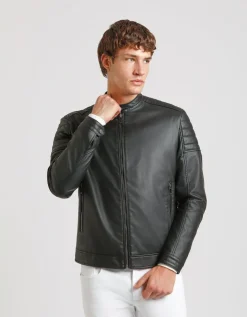 Giubbotto biker effetto pelle