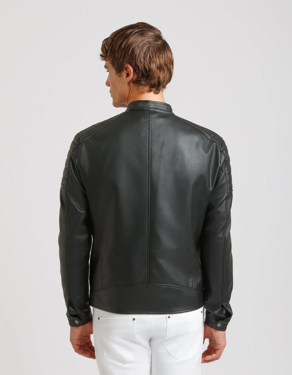Giubbotto biker effetto pelle