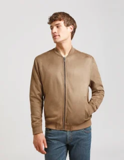Giubbotto bomber effetto camoscio