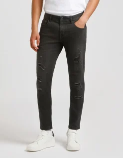 Jeans skinny fit nero con strappi
