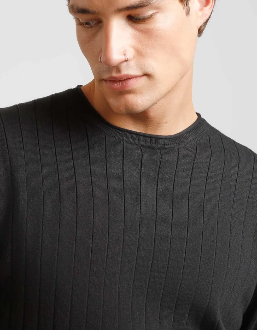 Maglia girocollo a coste