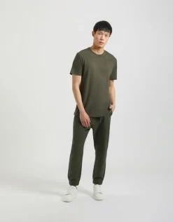 Pantaloni misto lino con elastici alle caviglie