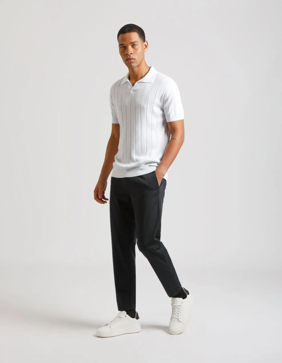 Polo in maglia a coste