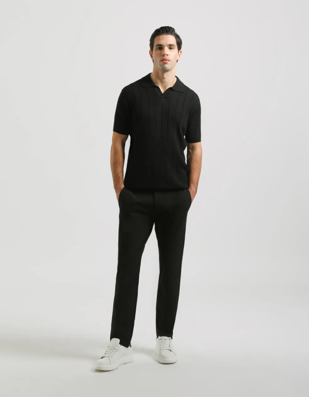 Polo in maglia a coste