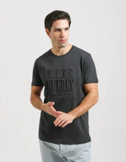 T-shirt con stampa a rilievo