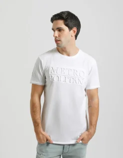 T-shirt con stampa a rilievo