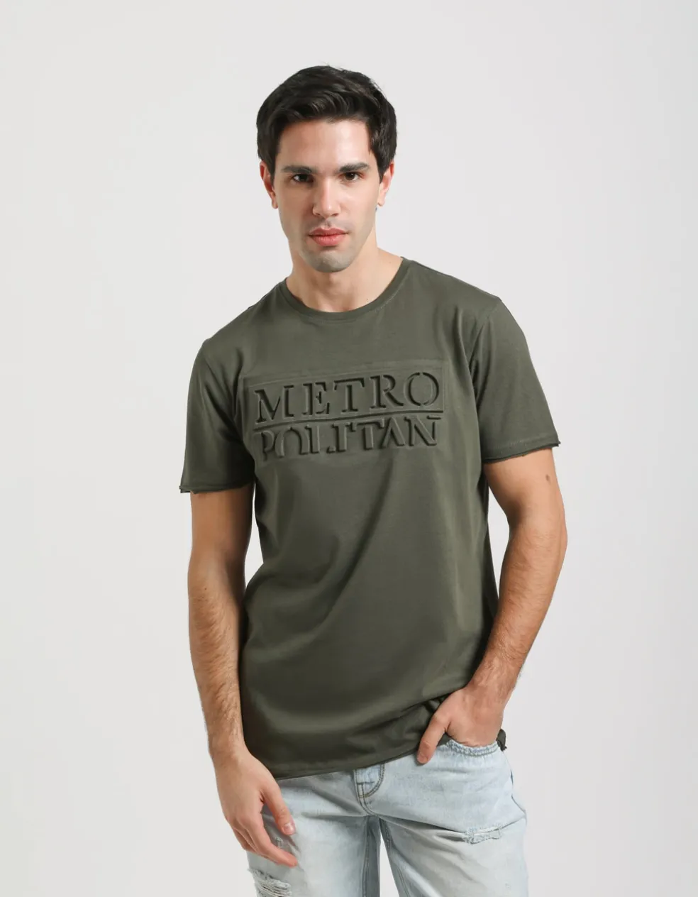 T-shirt con stampa a rilievo