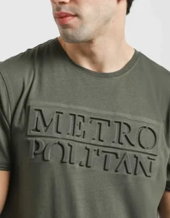 T-shirt con stampa a rilievo