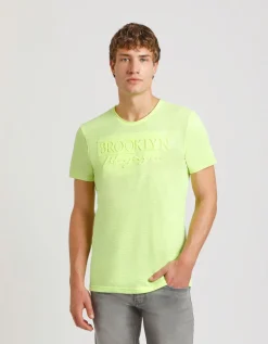 T-shirt fluo con stampa a rilievo