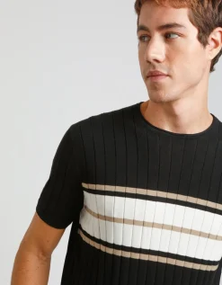 T-shirt in maglia colorblock