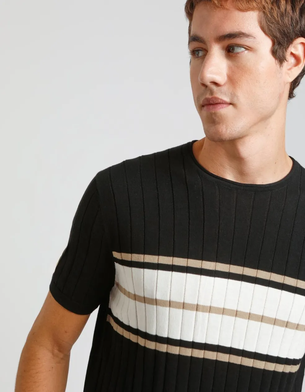 T-shirt in maglia colorblock
