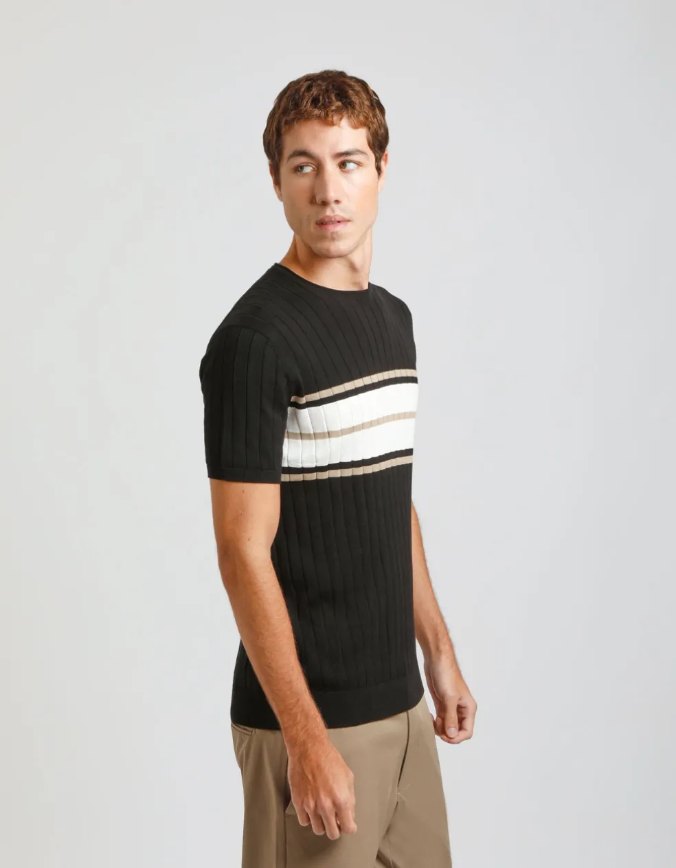 T-shirt in maglia colorblock